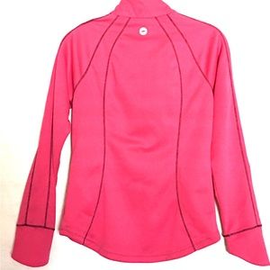 Avis pink  S/P pullover with black detail stitching, front 1/2 zip athletic